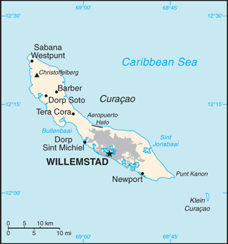 Map of Curacao