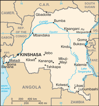 Map of Congo, Democratic Republic of the