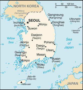 Map of Korea, South